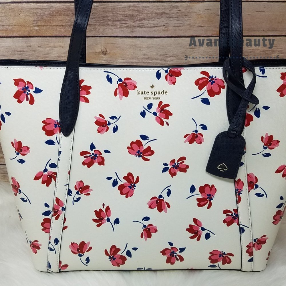 Kate Spade Cara Garden Toss White Floral Tote - Picture 4 of 15